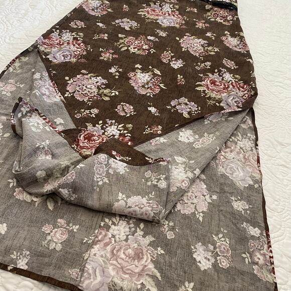 Brock Collection x H&M Large Womens Maxi Slip Dress Lace Trim Floral side slits - Picture 2 of 10